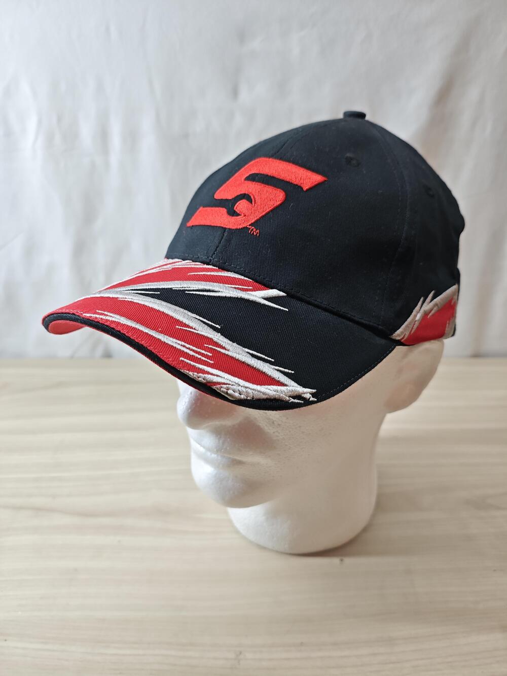 Snap-on Hat Cap Strap Back Black Red Embroidered Racing Flame Mens Adjustable